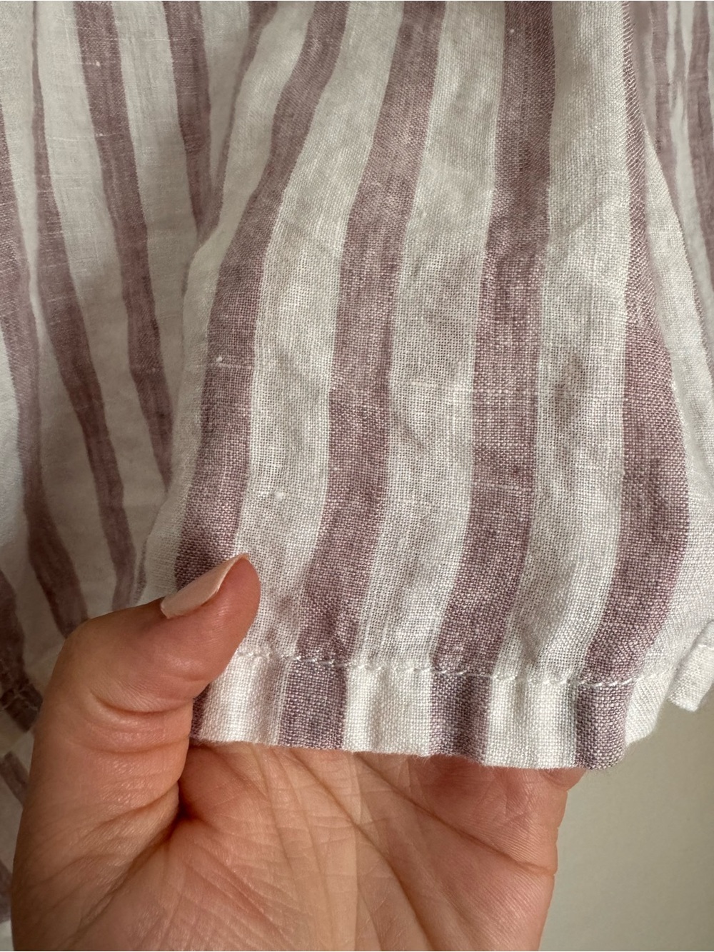 Rachel Zoe Cropped Striped Linen button down size L mauve - Picture 5 of 5